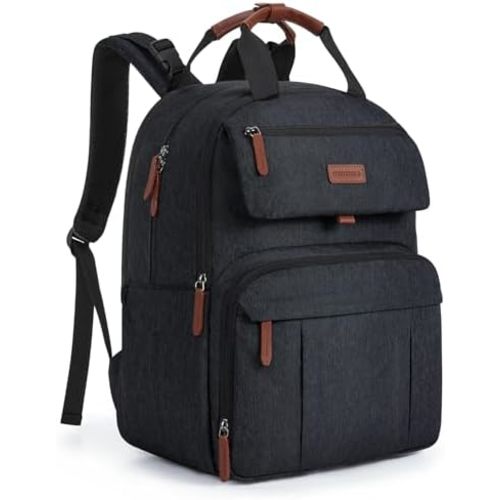 mommore Diaper Bag Backpack, Large Diaper Bag Expandable for 2 Kids/Twins, Durable Baby Bag with Changing Pad, Water Resistant Travel Diaper Backpack for Mom Dad