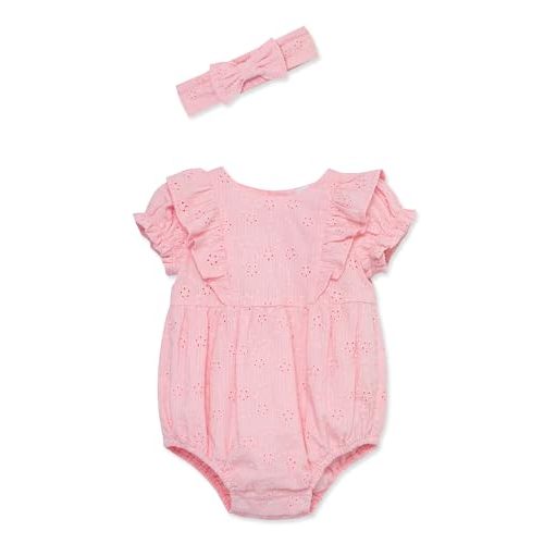 Little Me Clothes for Baby Girls' Woven Romper and Headband Set, 3-12 Months