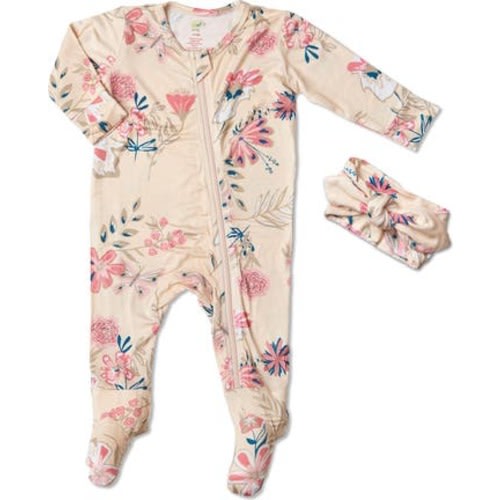 Baby Grey by Everly Grey Print Footie & Headband Set, 3-6M