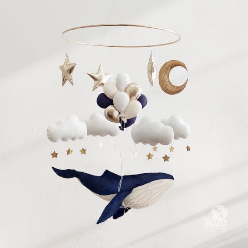 Whale Baby Mobile With Balloons - Etsy