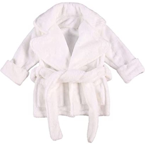 Qiylii Unisex Baby Plush Bathrobe Plain Kimono Gown Newborn Toddler Girls Boys Towel Robe Nightwear Clothes