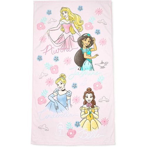 Jay Franco Disney Princess Charming Bath/Pool/Beach Towel Featuring Cinderella, Belle, Jasmine, & Aurora - Super Soft & Absorbent Fade Resistant Cotton, Measures 49 x28 inches Official Disney Product