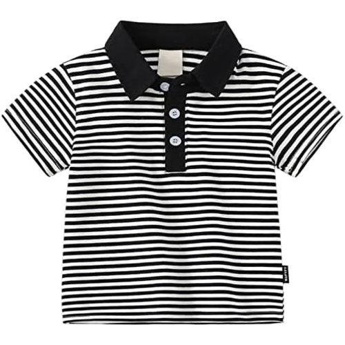 Toddler Boys Girls Polo Shirt Short Sleeve Stripe Button Up T-Shirt Tops Baby Cotton Tee Shirts Infant Summer Clothes