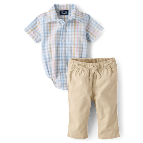 Baby Boys Dad And Me Gingham 2-Piece Outfit Set - White
