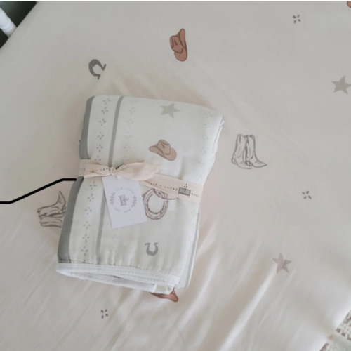 Vintage Country-Cowboy Blanket and Crib Sheet SET