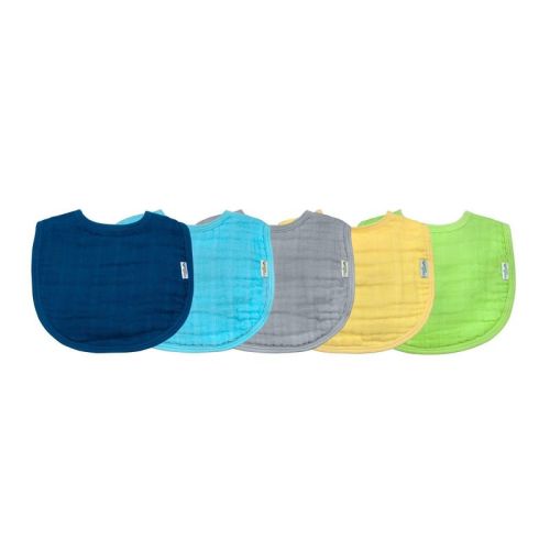 Green Sprouts Organic Cotton Muslin Bibs 5pk - Blue