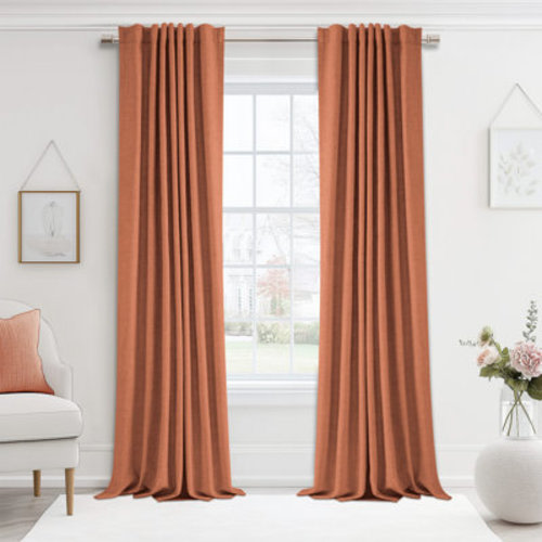 Latitude Run® Cadnite 50" W Thermal 100% Blackout Linen Textured Curtain Panels (Set of 2) & Reviews | Wayfair