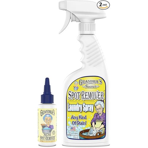Grandma's Secret Spot Remover Laundry Spray - Chlorine, Bleach and Toxin-Free for Clothes - Fabric Stain Remover Removes Oil, Paint, Blood and Pet Stains - 16 oz & 2 oz Combo, DuoPack