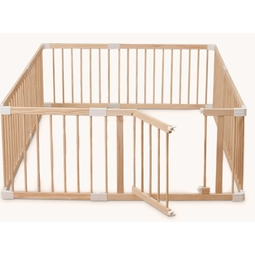 "HARPPA Wooden Baby Playpen, Adjustable Large Play Yard Fence for Toddlers, 62"" x 47"" x 24"
