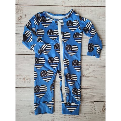 Infant Thin Blue Line Heart Zip Onesie - Etsy