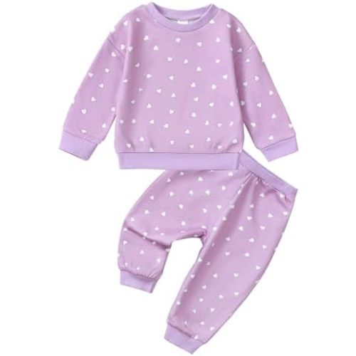 Chichoo Baby Girl Fall Clothes Long Sleeve Sweatshirt Jogger Pants Set 2Pcs Toddler Infant Outfits 3 6 12 18 24 Months 2T