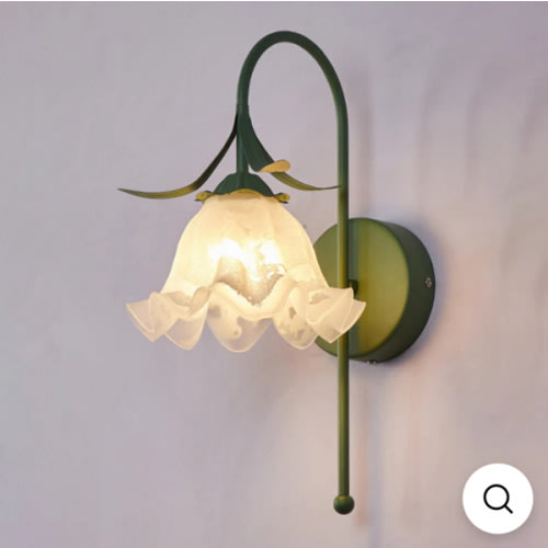 Contemporary Retro Flower Iron Glass 1-Light Wall Sconce Lamp For Living Room