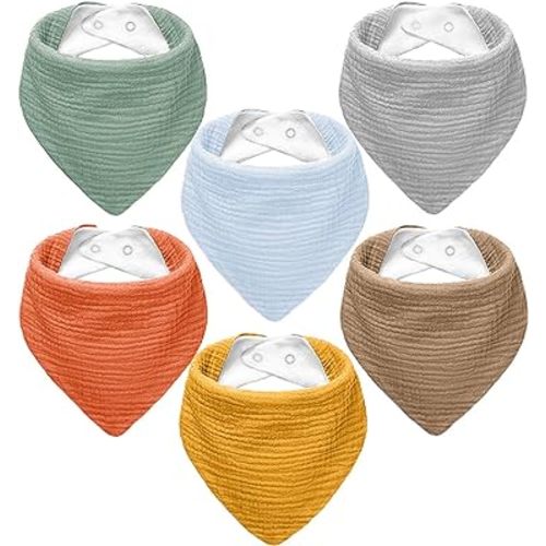 Muslin Baby Bibs,Baby Bandana Drool Bibs 100% Cotton for Baby Boy Girl,Solid Colors Bib for Drooling Teething