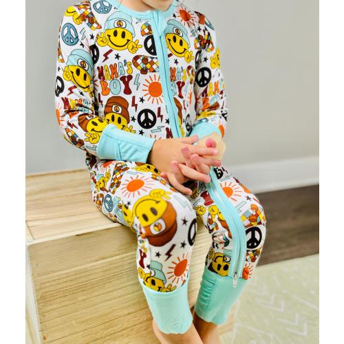 Mama's Boy Bamboo Zippy Baby Pajamas, Baby Bamboo Baby Sleepers, Summer Bamboo Sleeper, Boho Baby Pajamas, Bamboo Pajamas