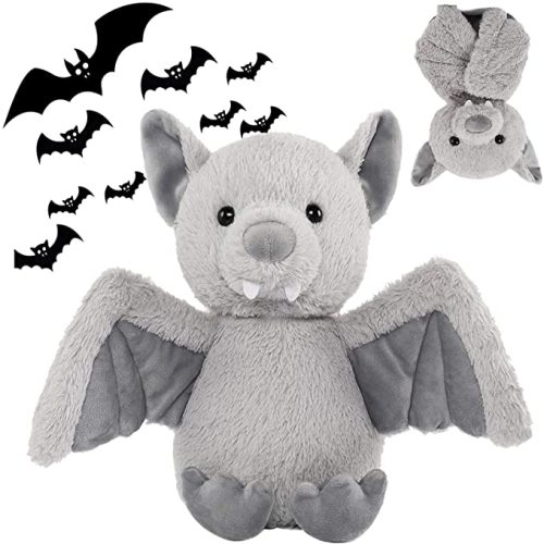 Cuddly 11 inch Plush Bat Stuffed Animal Halloween Stuffed Animal Plush Toy Plush Animal Doll Bedtime Toys Birthday Xmas Furry Gifts for Children Kids Baby Toys (Grey, 11 inch)
