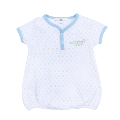 Alligator Pie Embroidered Bubble - Light Blue