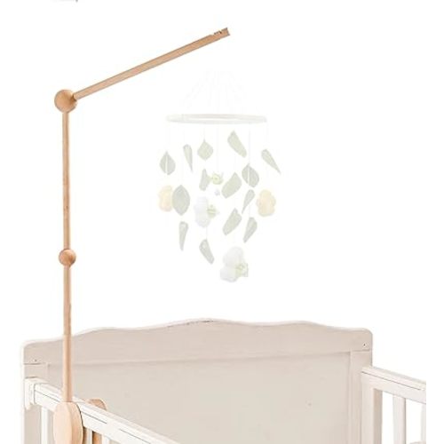 Baby Crib Mobile Arm - 30 Inch Wooden Mobile Hanger for Crib, Baby Mobile Holder for Baby Girls Boys Nursery Decor - with Anti Slip Attachment