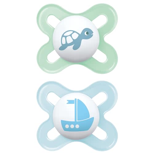 MAM Original Start Newborn Baby Pacifier, Best Pacifier for Breastfed Babies, Sterilizer Case, 2 Pack,0-3 Months, Boy