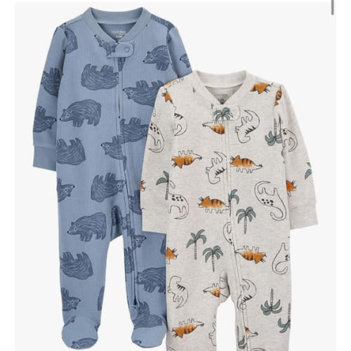 Simple Joys by Carter's Baby Boys' 2-Pack 2-Way Zip Cotton Footed Sleep and Play