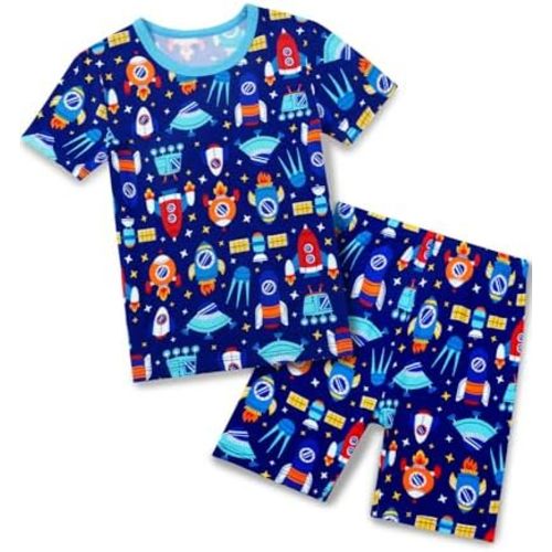 Bamboo Viscose Toddler Car Pajamas Boys Girls Kids Short Cool Summer 12M-8Y Snug fit Pjs Set 2pcs