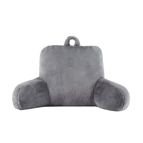 Mainstays Faux Fur Plush Bedrest Pillow, Gray, 24 x 23 inches, Soft Microfiber Backrest Cushion