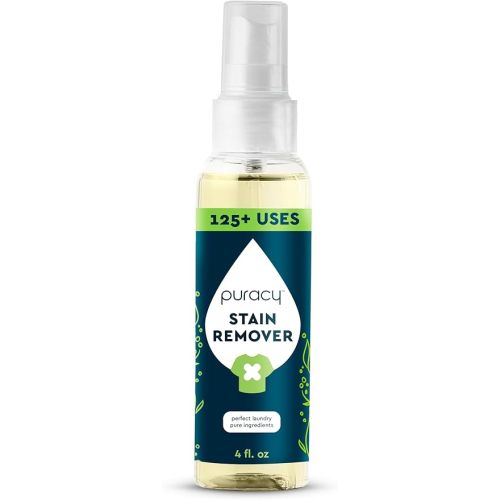 Puracy Stain Remover Spray, Natural Travel and Laundry Stain Cleaner for Clothes, Baby & Kids Stains, Oil & Fabric Spot Cleaner (Unscented, 4 oz)