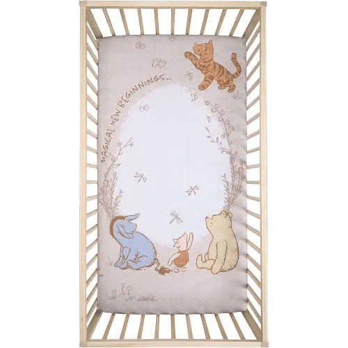 Lambs & Ivy Disney Baby Pooh Bear & Pals Photo Op Cotton Baby Fitted Crib Sheet