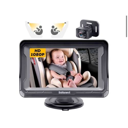 DoHonest Baby Car Camera HD 1080P - Rear-Facing Car Baby Monitor with Night Vision, Adjustable View Angle, Easy Setup, Anti-Glare Display, Safety for Kids & Infants