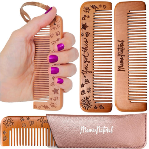 Mama Natural Birthing Comb for Labor Pain Relief | Wood Comb for Women - Labor Essentials, Pregnancy Contraction, and Postpartum Support | Reusable, Giftable, Acupressure Relief Tool