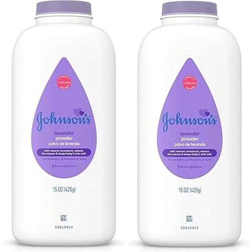 Johnson's Lavender Baby Powder with Naturally Derived Cornstarch, Hypoallergenic and Paraben Free, 15 oz (Pack of 2)