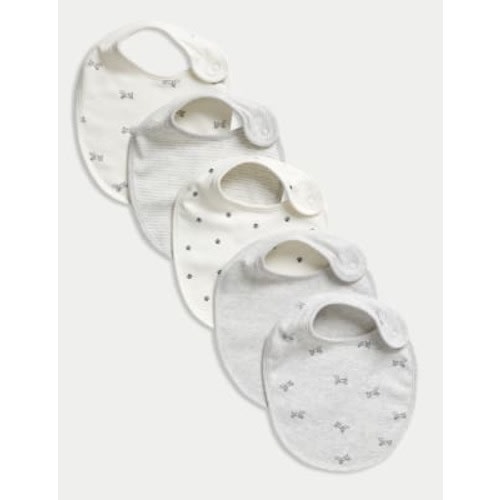 5pk Pure Cotton Dog Print Bibs