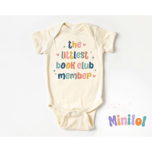 Littlest Book Club Member Onesie®, Girl Book Lover Bodysuit, Baby Reader Outfit, Natural Onesie®, Cute Baby Girl Gift, Book Lover Kids Gifts