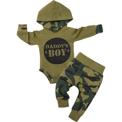 Fommy Newborn Baby Boy Clothes Plaid Letter Print Long Sleeve Hoodies + Long Pants 2PCS Fall Winter Outfits Set