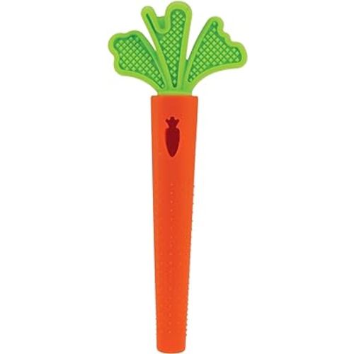 Nuby Silicone Carrot Tube Teether - Baby Teething Toy - Massaging Bristles for Sore Gums - 3+ Months