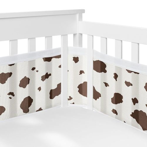 Sweet Jojo Designs + BreathableBaby Brown Western Cow Print Boy Girl Gender Neutral Breathable Mesh Crib Liner Baby Infant Southern Charm Country South Wild West Steer Animal Chocolate