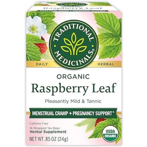 Traditional Medicinals Tea, Organic Raspberry Leaf, Eases Menstrual Cramps, Supports a Healthy Pregnancy, 16 Tea Bags