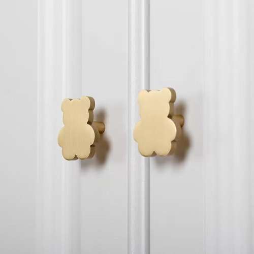Solid Brass Bear Knobs Gold Animal Cabinet Knobs Unique Drawer Knobs Handles Babyroom Dresser Handle Gift Cupboard Knob Yihuanghardware 1PC