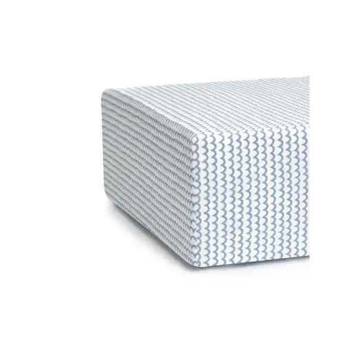 Luxe Premium Percale Crib Sheet in Navy French Ticking