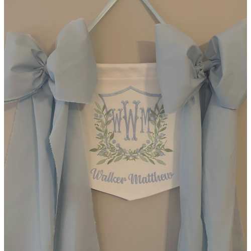 Boy Baby Banner, Birth Announcement, Boy Welcome Banner, Hospital Door/Crib with Fabric Bows, Baby Shower Gift, Front Door sign