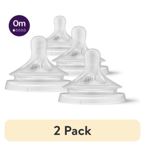 (2 pack) Philips Avent Natural Response Nipples, Extra Slow Flow (Flow 1), 4-Pack, SCY961/04