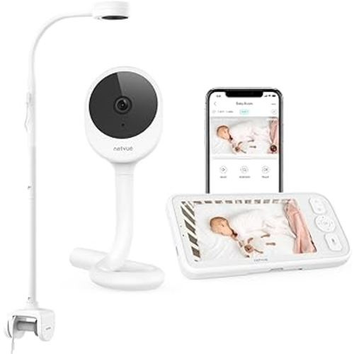 NETVUE Peekababy Baby Camera Monitor Video - Baby Monitor with Camera and Audio, 5" Display, 2-Way Talk, 4 in 1 Bracket Meets The Needs in All Scenarios, Smart Phone App, Cry Detection