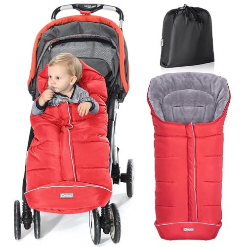 Orzbow Stroller Footmuff Universal - Weather-Proof Bunting Bag for Toddler, Warm Fleece Sleeping Bag for Cold Weather, Easily Attaches to Most Strollers, Baby Boys Girls Winter Essentials, Black