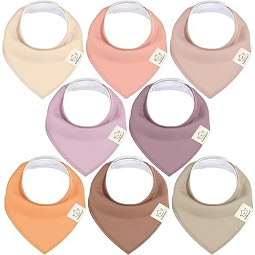 8-Pack Organic Baby Bandana Drool Bibs for Girls - Super Absorbent Baby Bibs for Baby Girls, Baby Boys, Soft Cotton Bandana Bibs, Baby Drool Bib, Teething Bibs for Infant, Toddler, Bib Girl (Mauve)