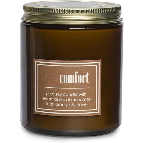 Eco Candle Co. Essentials Candle, Comfort, 8 oz. - Scents of Cinnamon, Orange, & Clove - 100% Soy Wax, No Lead, Hand Poured, Phthalate Free, Made from Midwest Grown Soybeans, All Natural Wicks