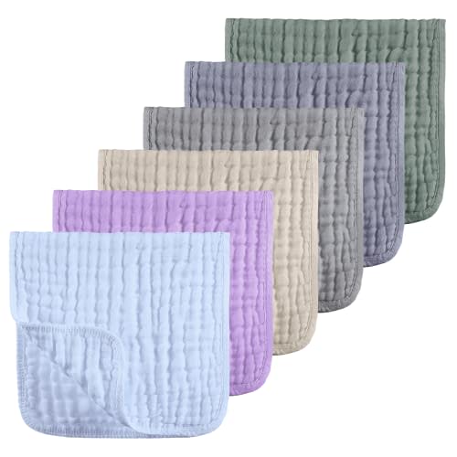 Muslin Burp Cloths 100% Muslin Large 20''x10'' Extra Soft and Absorbent 6 Pack Baby Burping Cloth for Boys and Girls by Looxii (Multicolor)
