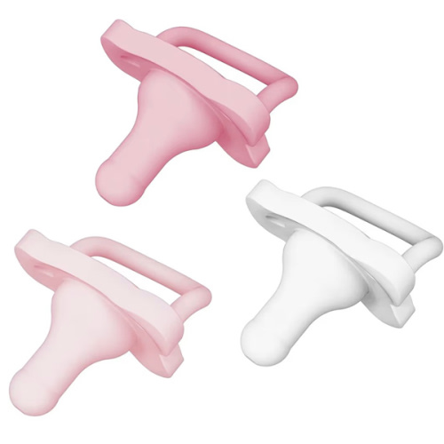 Dr. Brown's HappyPaci 100% Silicone Baby Pacifier, Contoured One-Piece Design, Light Pink/Pink/White, 0-6m, BPA-Free, 3-Pack