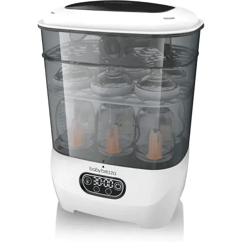 Baby Brezza Bottle Sterilizer and Dryer Advanced – Electric Steam Sterilization Machine Universal Sterilizing for All Bottles: Plastic + Glass Pacifiers Breast Pump Parts - HEPA Filtration