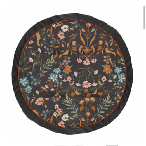 Boho Floral Wildflower Black and Orange Collection Playmat