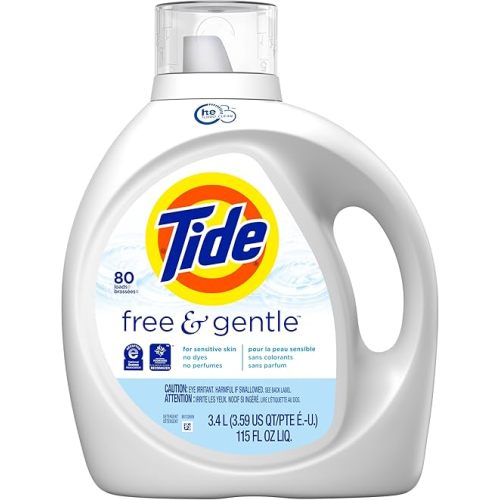 Tide Free & Gentle Laundry Detergent Liquid Soap, 80 Loads, 115 Fl Oz