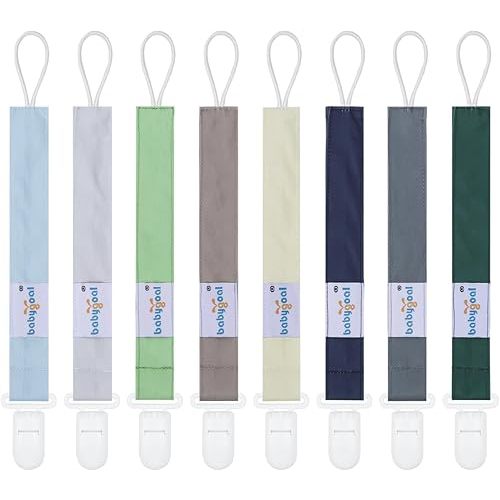 Babygoal Pacifier Clips 8 Pack, Pacifier Holder Clips for Baby Boys and Girls Fits for Most Pacifier, Binkie Styles & Baby Teethers & Toys and Gift-Neutral Color 8PS41